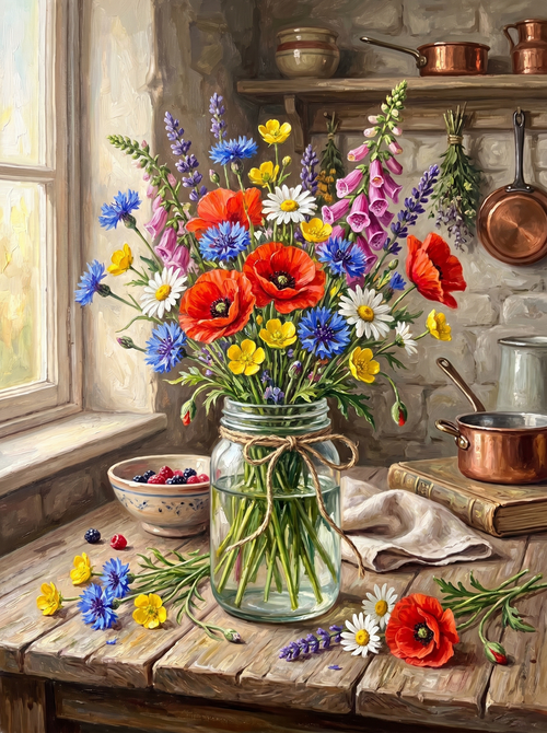 Wildflowers Mason Jar (Diamond Painting)