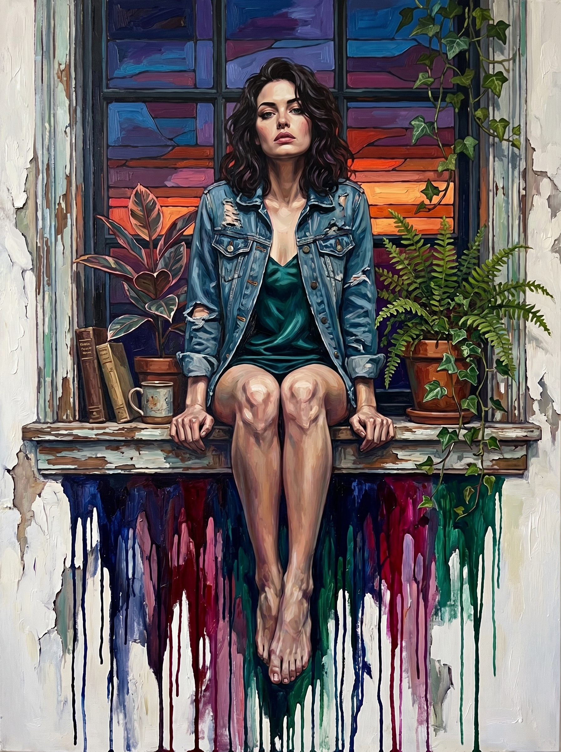 Window Girl Dreaming (100 Color Diamond Painting) Diamond Painting kit