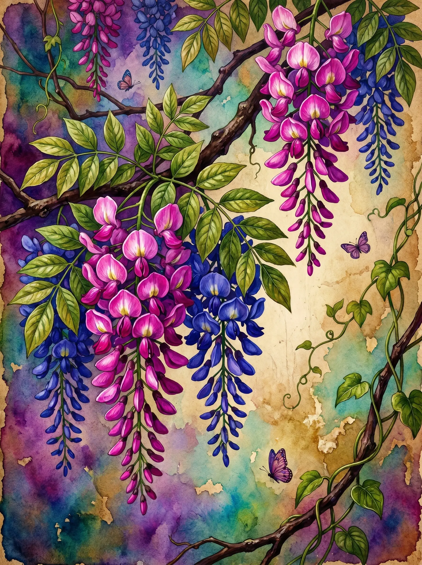 Wisteria Branch Watercolor (Diamond Painting)