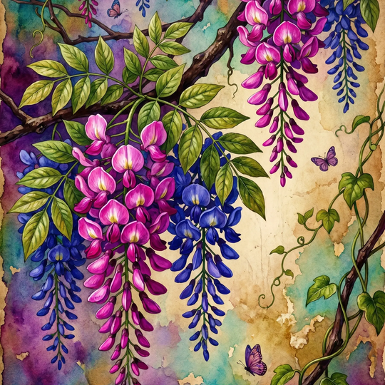 Wisteria Branch Watercolor (Diamond Painting)