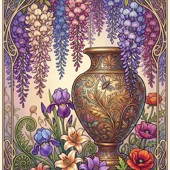 Wisteria Golden Vase Panel (80 Colors)