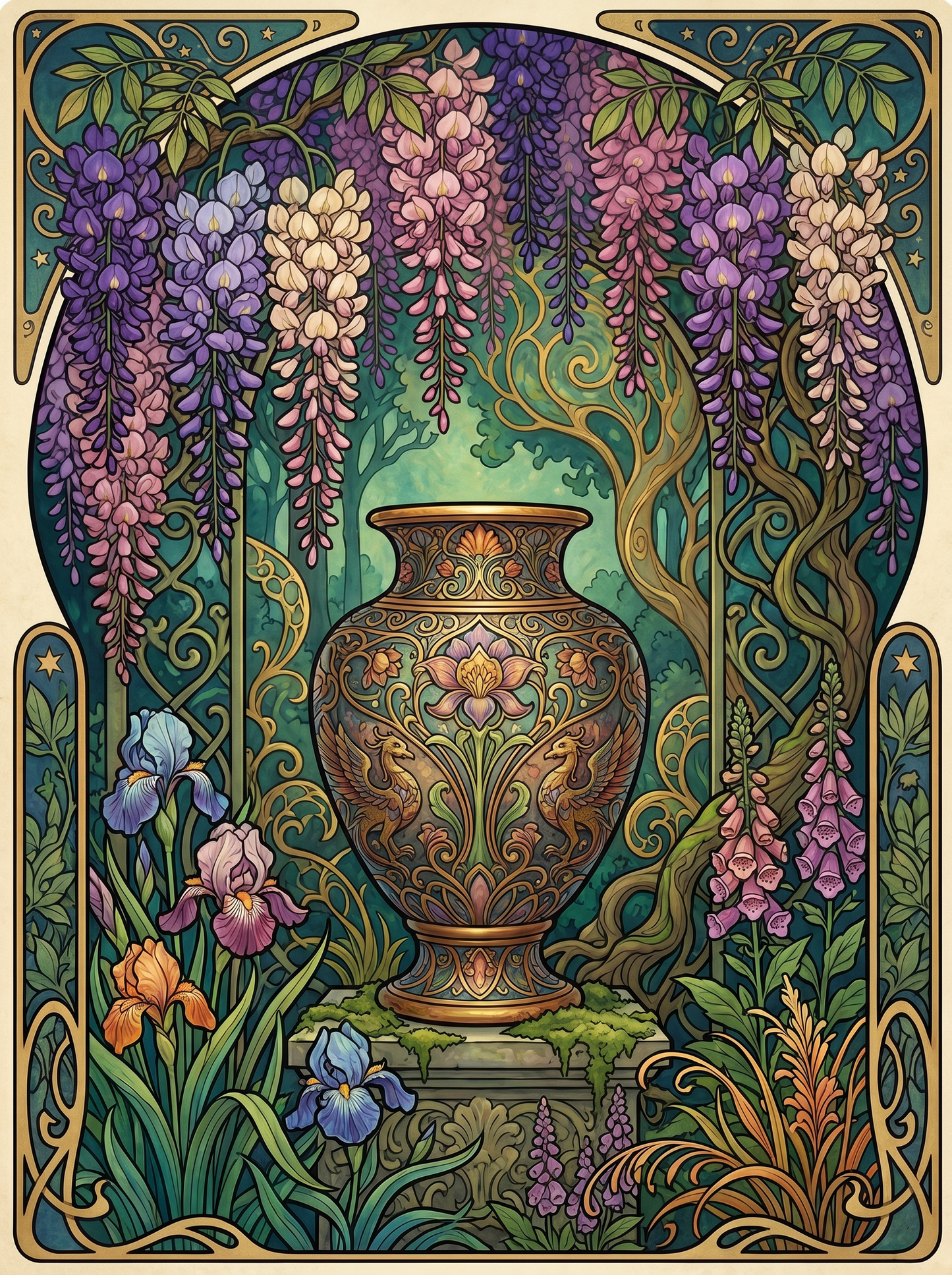 Wisteria Iris Vase Forest (80 Colors)