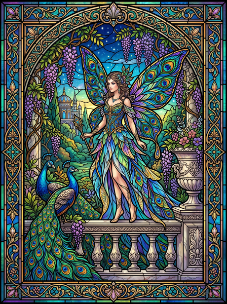 Wisteria Peacock Fairy (150 Color Diamond Painting)