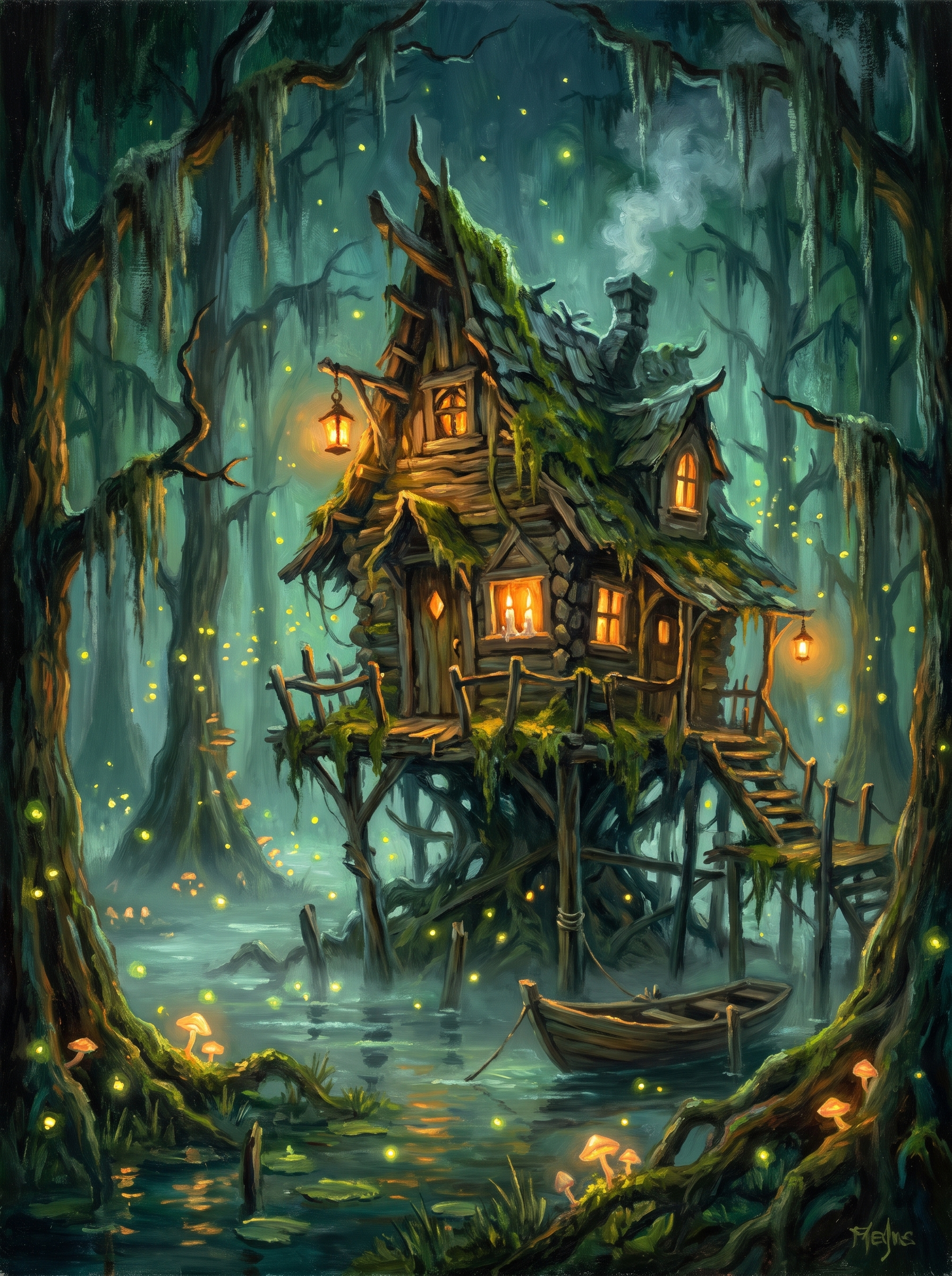 Witch Hut Swamp Fireflies Night