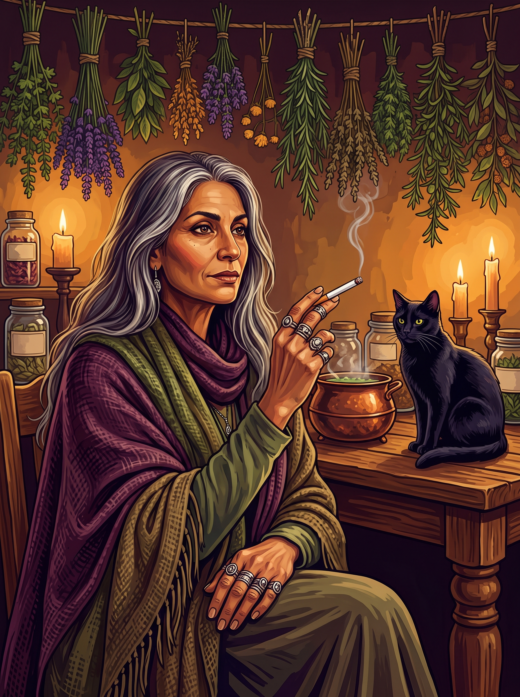 Witchy Silver Shawls