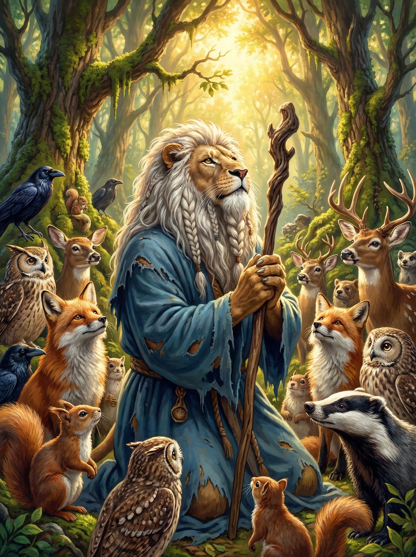 Lion Wizard With Woodland Creatures (100 Color Diamond Painting) Diamond Painting kit