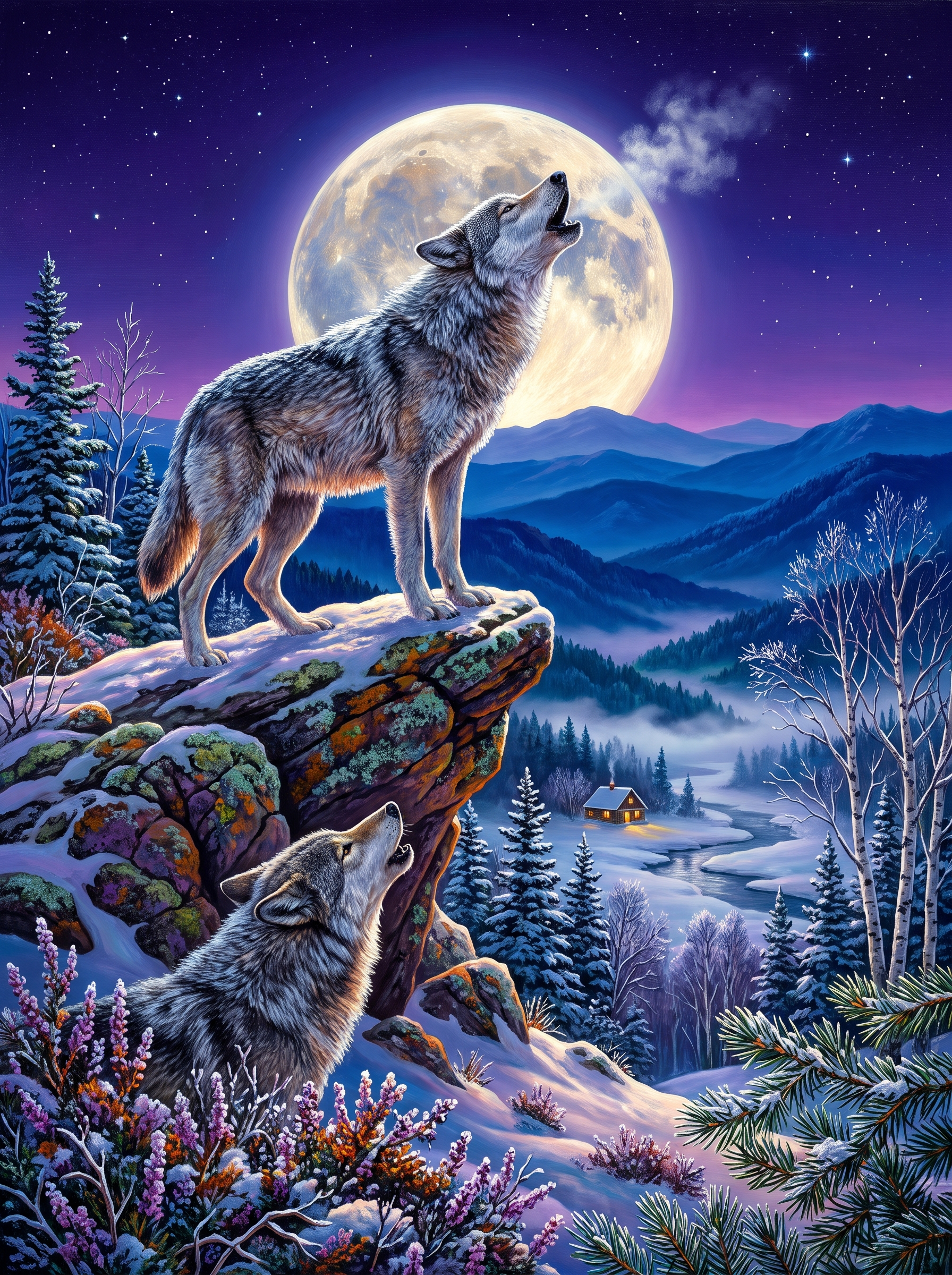Wolf and Moon