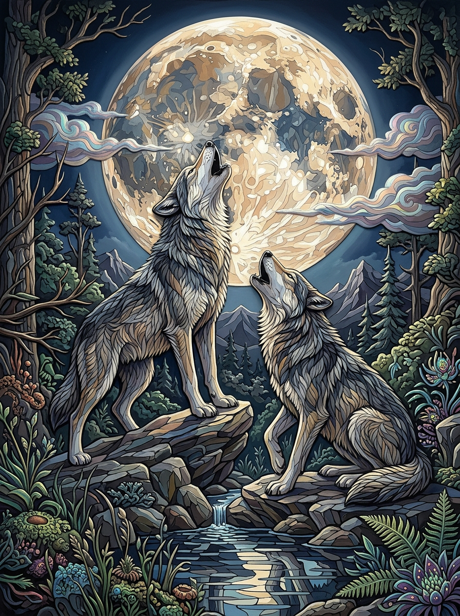 Wolves Howling Moon