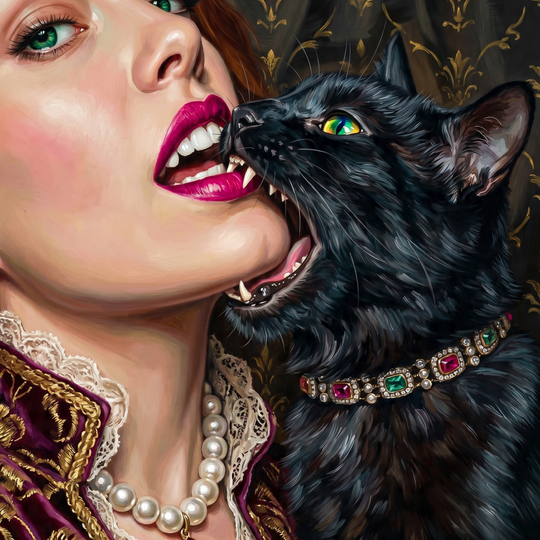 Woman And Black Cat (150 Color Diamond Painting)