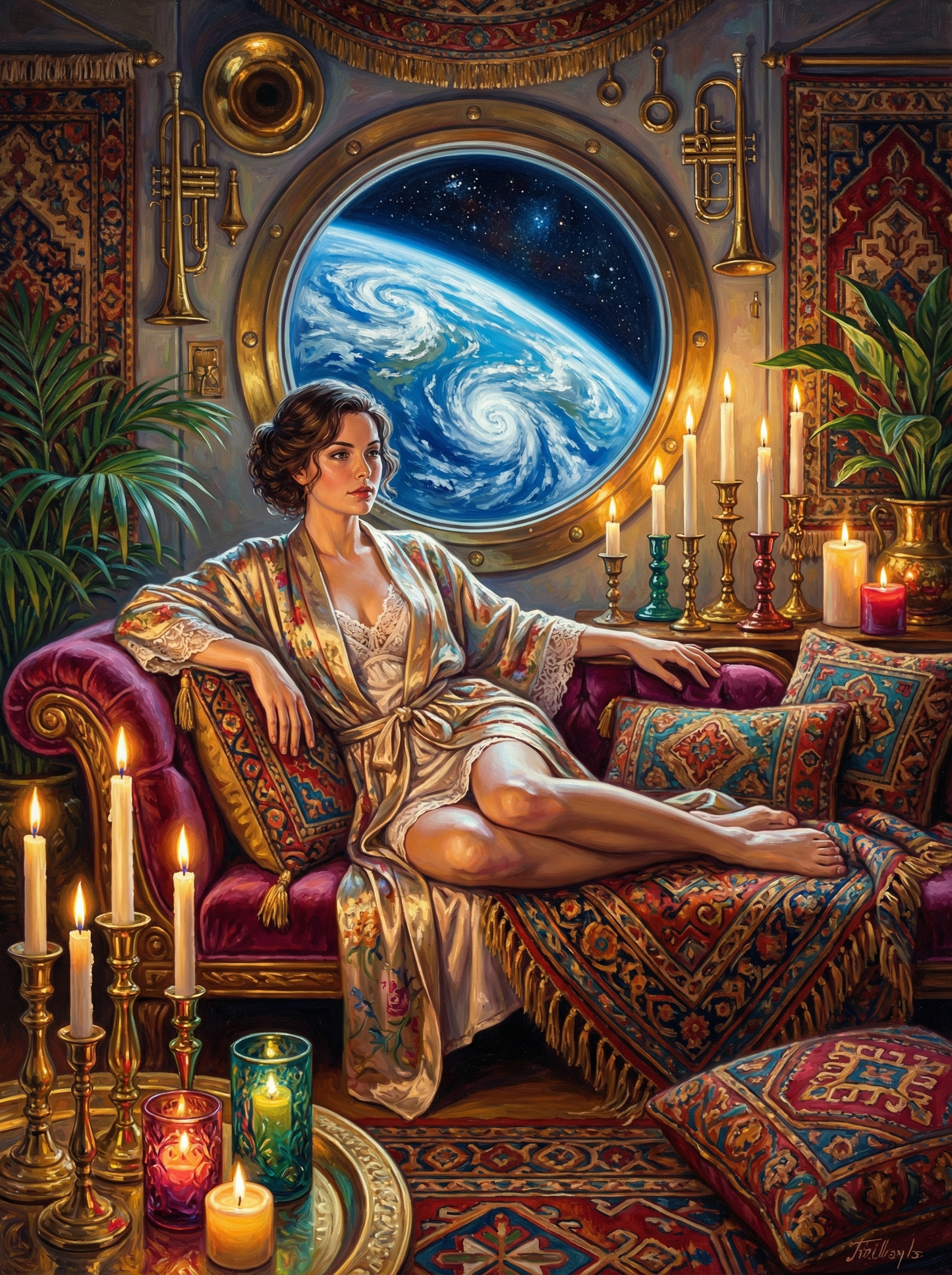 Woman Gazing Earth (100 Color Diamond Painting) Diamond Painting kit