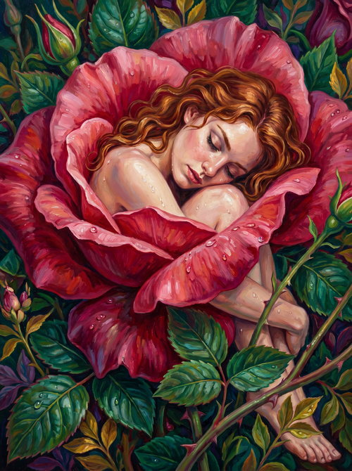 Woman In Blush Rose (150 Color Diamond Painting)