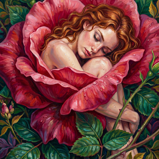 Woman In Blush Rose (150 Color Diamond Painting)