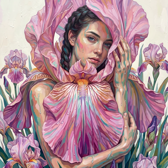 Woman In Iris Bloom (150 Color Diamond Painting)