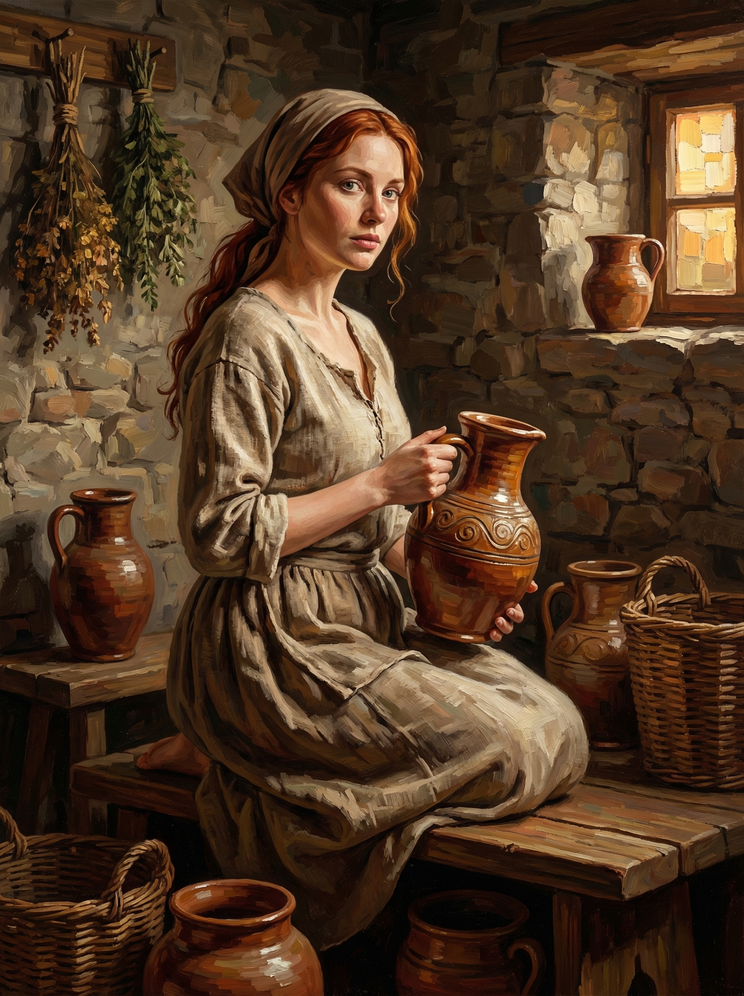 Woman In Stone Cottage (Diamond Painting) Diamond Painting kit