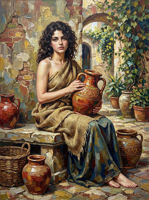 Woman In Tuscan Garden Studio (100 Color Diamond Painting) Diamond Painting kit