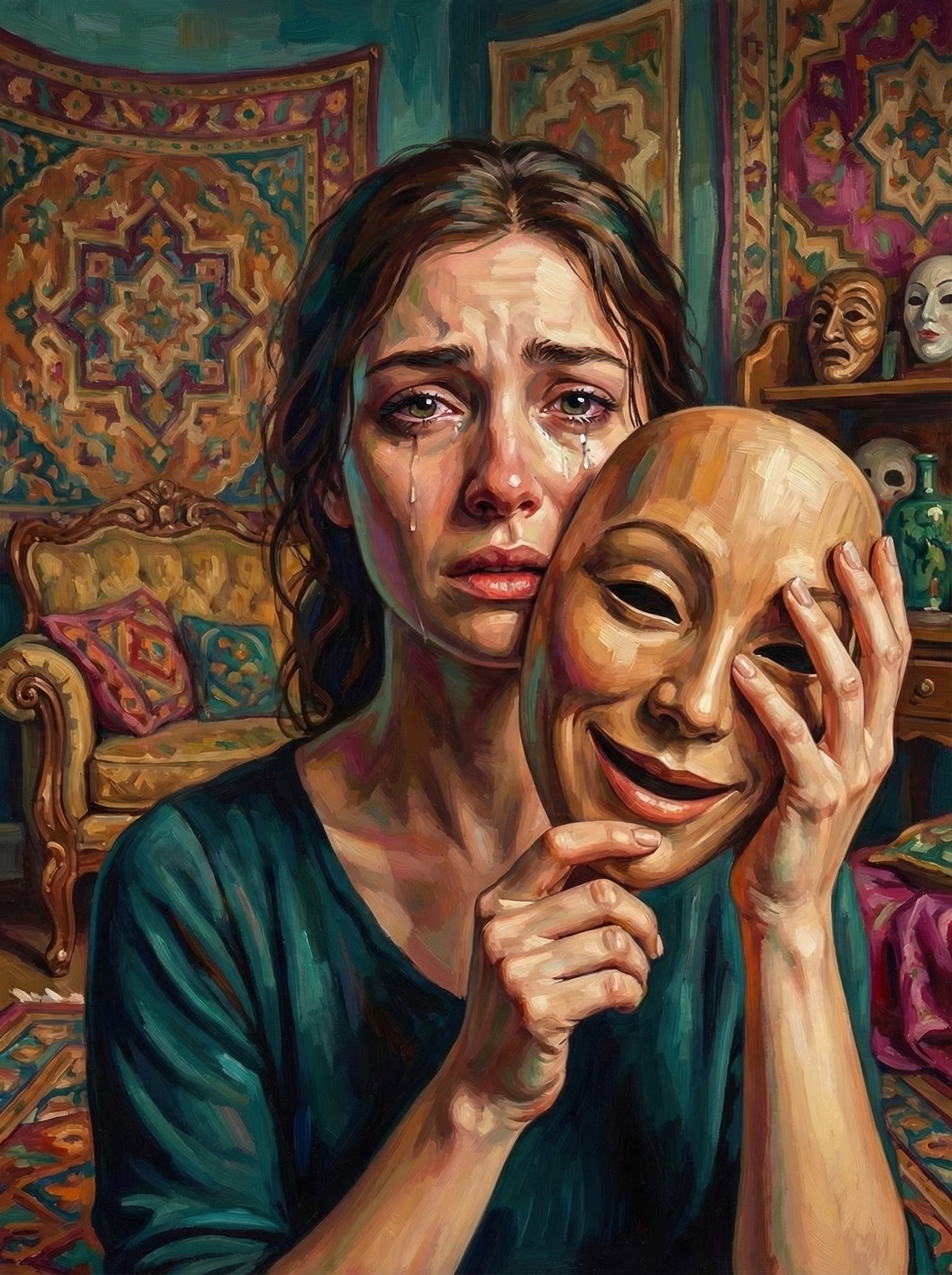 Wooden Mask Expression (100 Color Diamond Painting) Diamond Painting kit