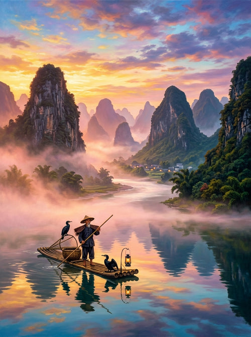 Yangshuo Karst River (150 Color Diamond Painting)