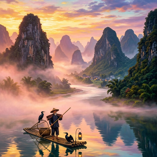 Yangshuo Karst River (150 Color Diamond Painting)