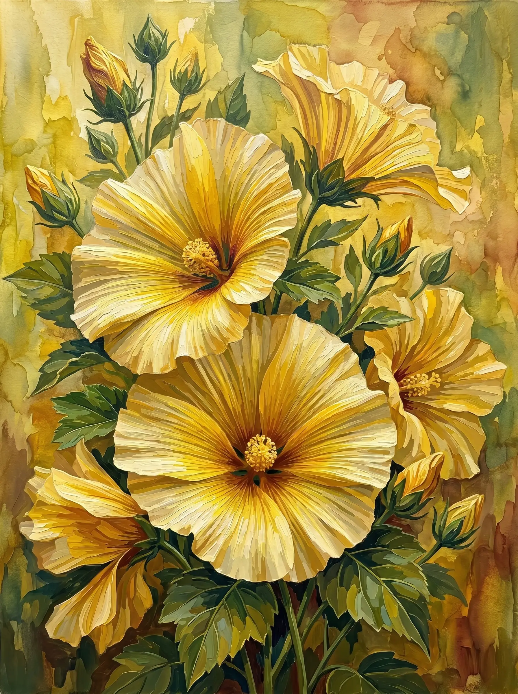 Yellow Hibiscus Watercolor (Diamond Painting)