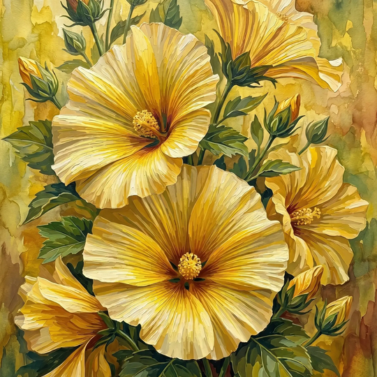 Yellow Hibiscus Watercolor (Diamond Painting)