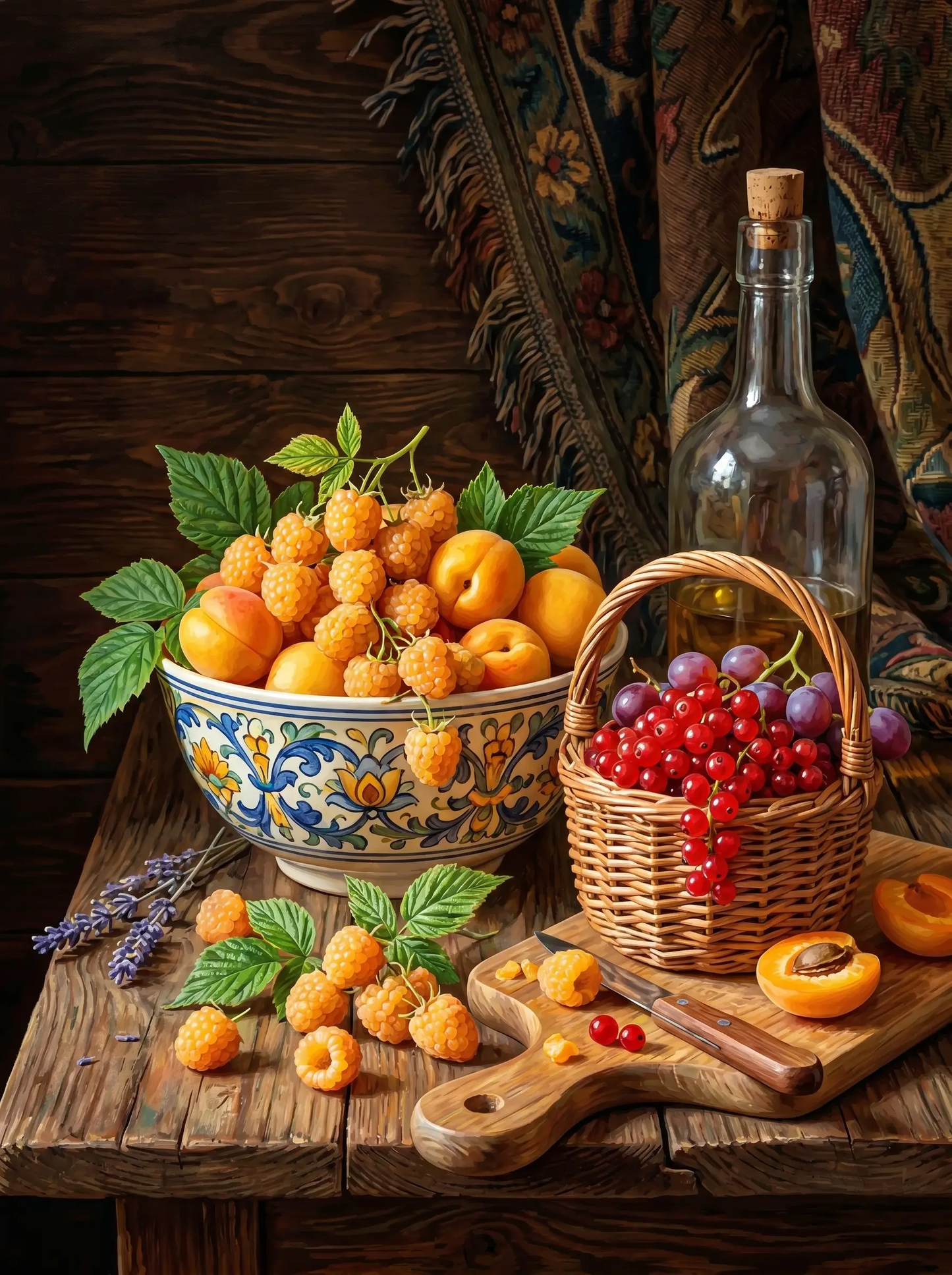Yellow Raspberry Bowl Still Life (Diamond Painting)
