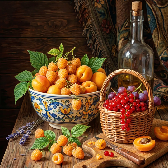 Yellow Raspberry Bowl Still Life (Diamond Painting)