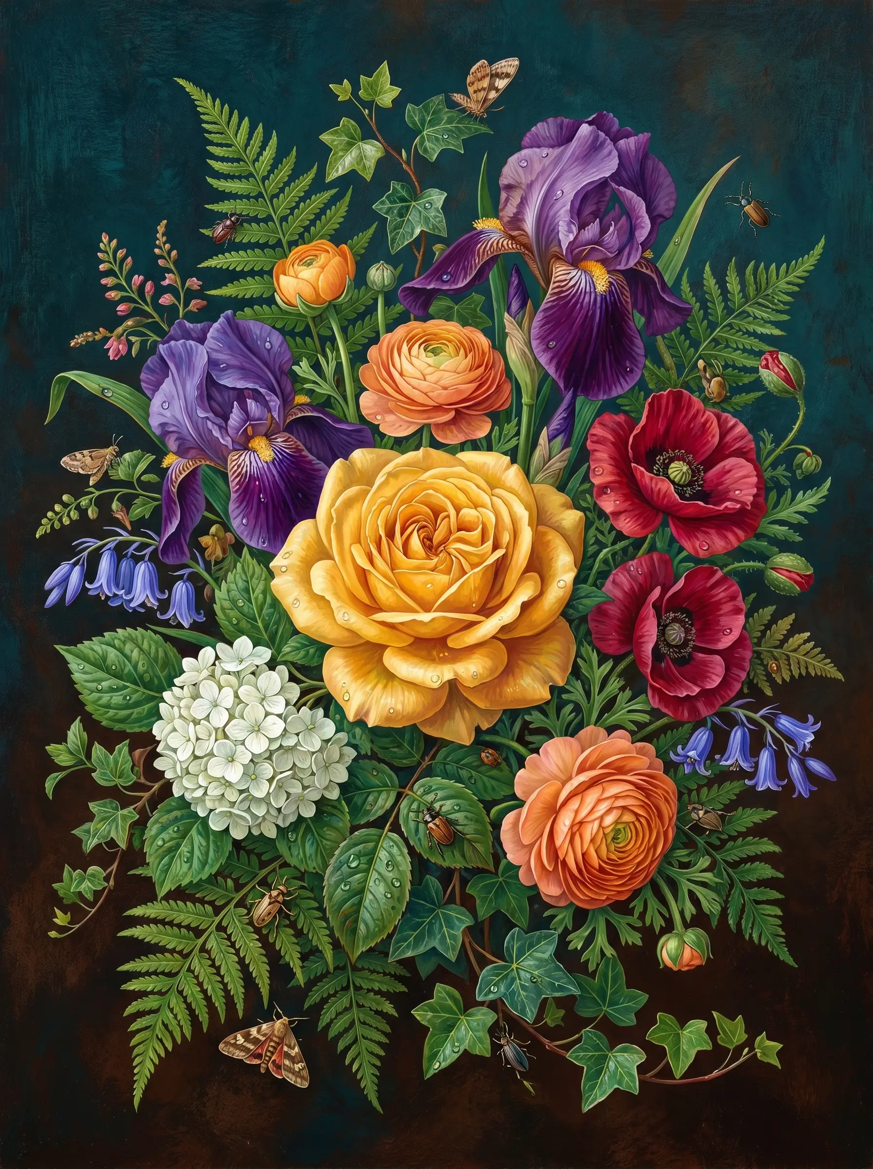 Yellow Rose Iris Bouquet (Diamond Painting)
