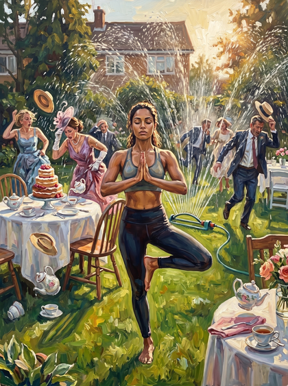 Namaste in the Sprinkler