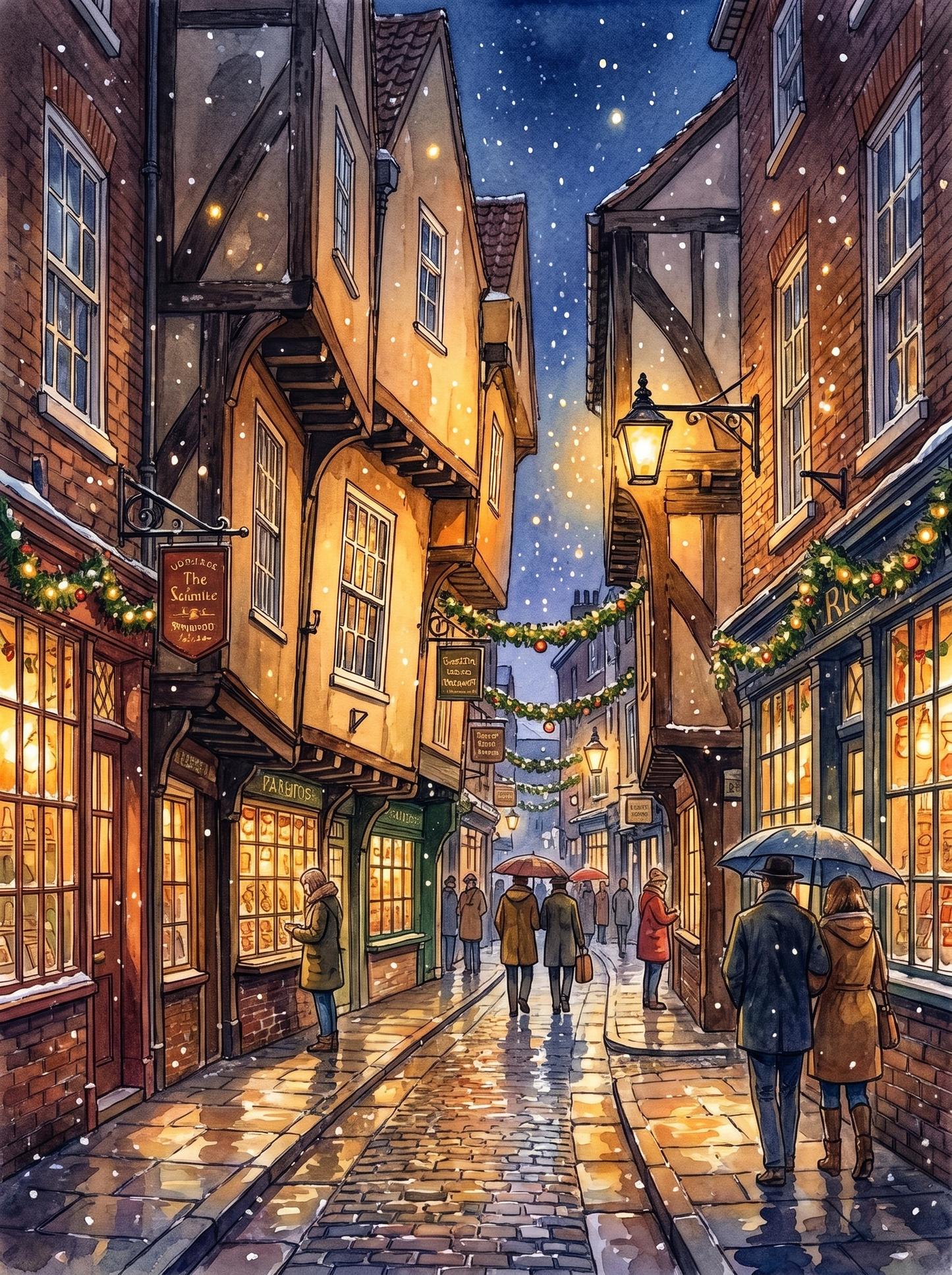 Lantern Snow on the Shambles, York