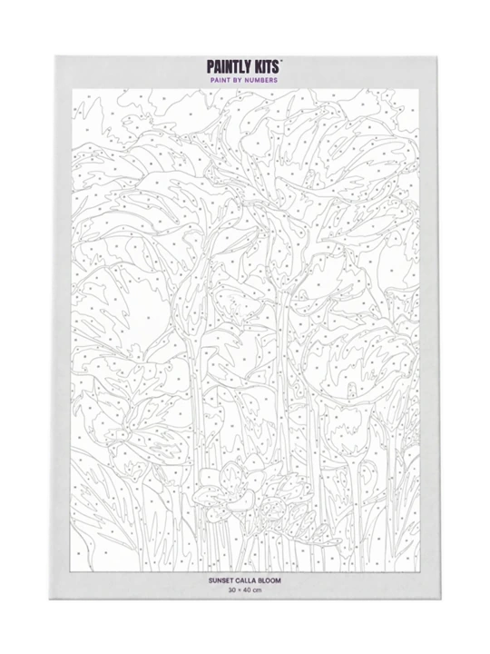 Fully flat B&W Paintly canvas with deep-plum and lavender branding